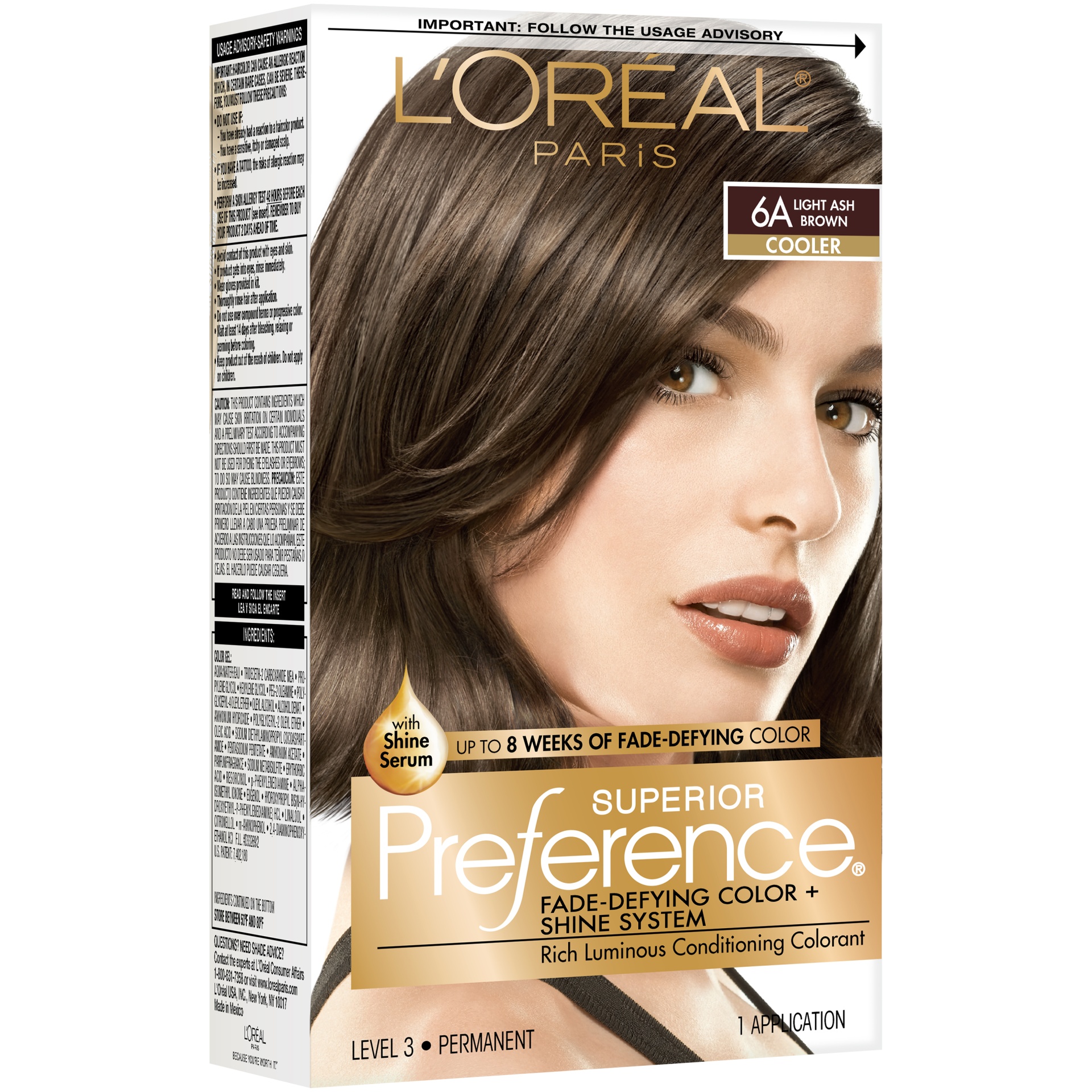 slide 5 of 8, L'Oréal Superior Preference #6a Light Ash Brown Permanent Hair Dye, 1 ct