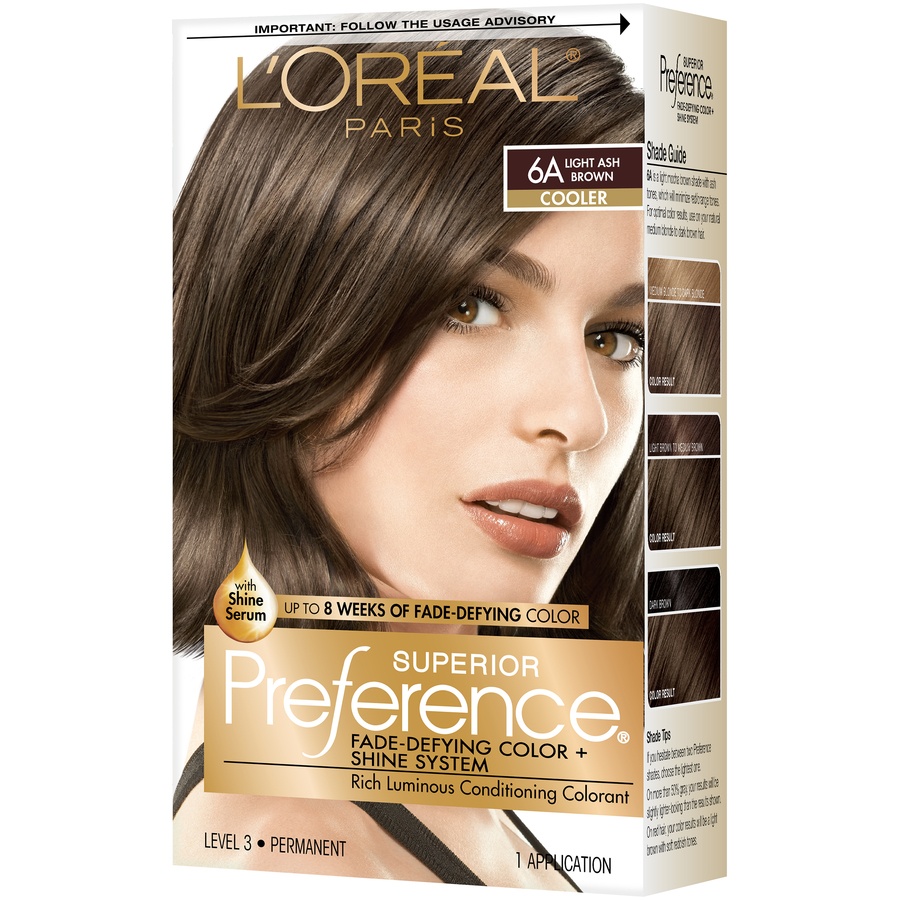 slide 7 of 8, L'Oréal Superior Preference #6a Light Ash Brown Permanent Hair Dye, 1 ct