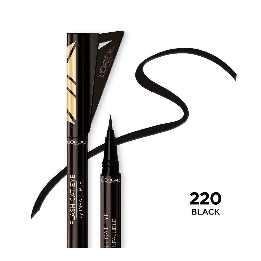 slide 6 of 6, L'Oréal Flash Cat Eye Waterproof Brush Tip Liquid Eyeliner, Black, 0.02 fl oz
