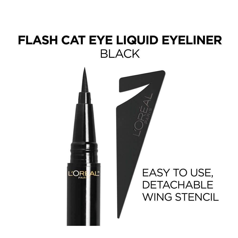 slide 4 of 6, L'Oréal Flash Cat Eye Waterproof Brush Tip Liquid Eyeliner, Black, 0.02 fl oz