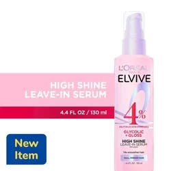 L'Oreal Paris Elvive Glycolic Gloss High Shine Leave in Serum for Dull Porous Hair, 4.4 fl oz