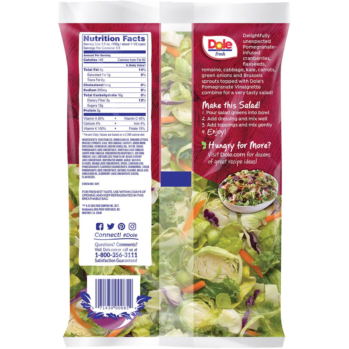 slide 3 of 4, Dole Pomegranate Chopped Salad Kit, 13.1 oz