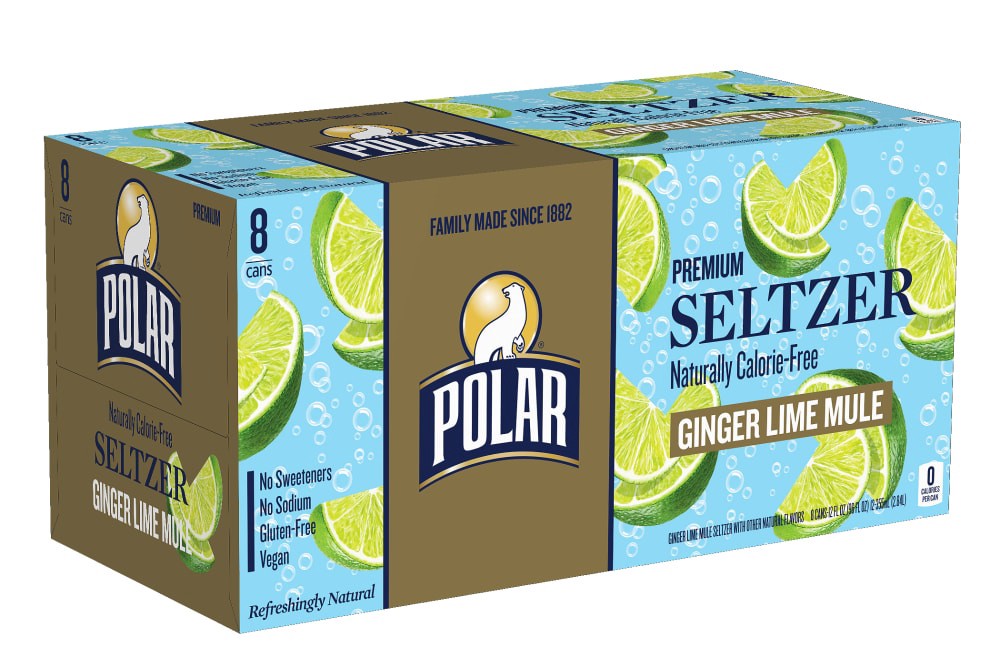 slide 2 of 3, Polar Seltzer Water Ginger Lime Mule, 12 fl oz cans, 8 pack, 8 ct