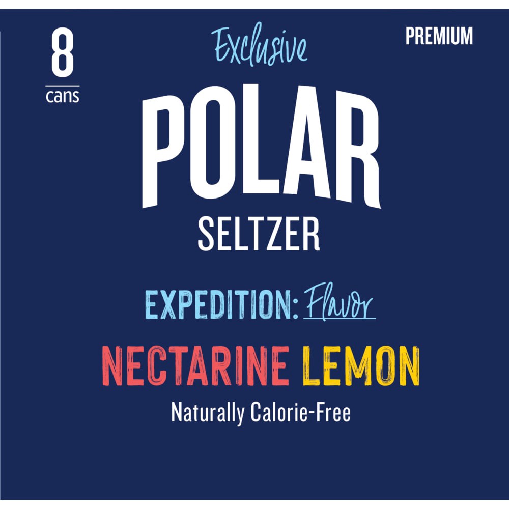 slide 5 of 5, Polar Seltzer Nectarine Lemon- 8 ct, 8 ct; 12 fl oz