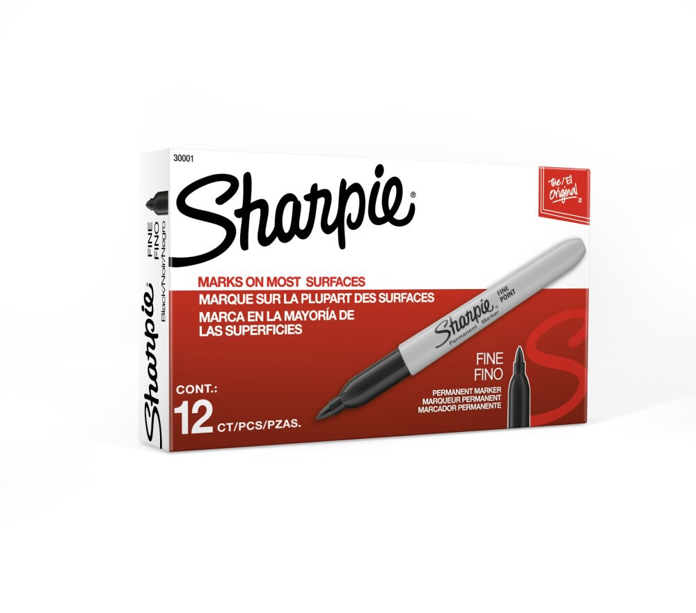 slide 5 of 5, Sharpie Fine Point Permanent Markers, Gray Barrel, Black Ink, 12 ct