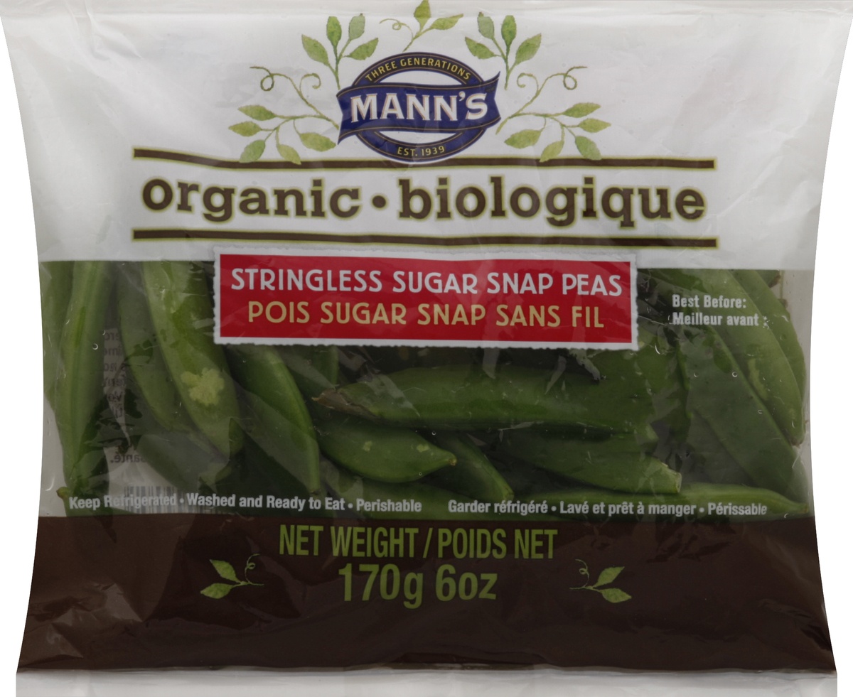 slide 5 of 5, Mann's Organic Sugar Snap Peas, 6 oz