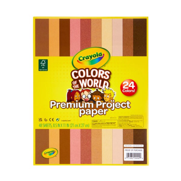 slide 4 of 7, Crayola Colors Of The World Premium Project Paper, 8-1/2" X 10-1/2", Assorted Colors, Pack Of 48 Sheets, 48 ct