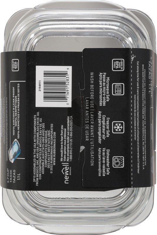 slide 2 of 4, Rubbermaid Brilliance 4.7 Cup Glass Container 1 Each, 1 ct