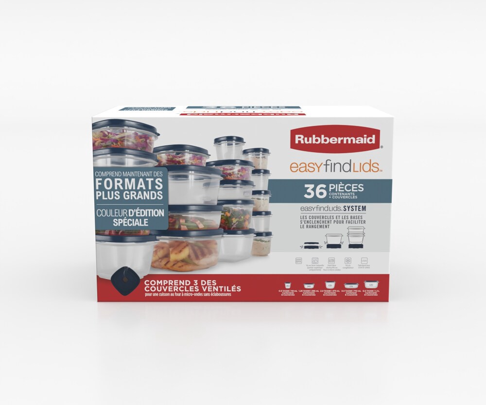 slide 1 of 1, Rubbermaid Easy Find Lids Food Storage Container Set, 36 ct