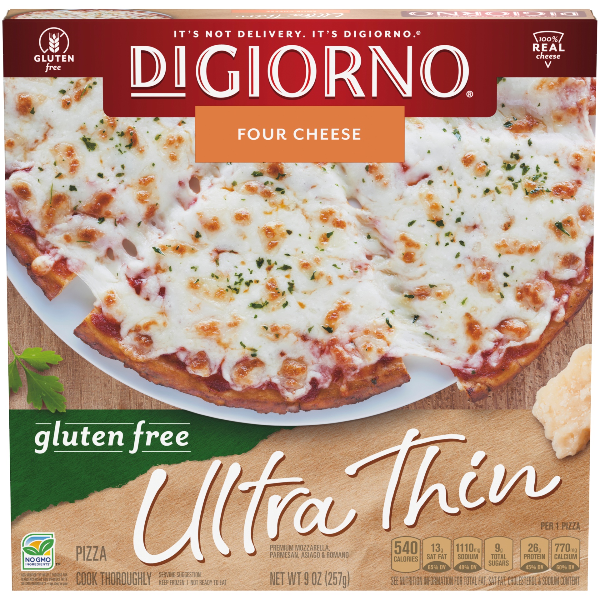 slide 2 of 10, DIGIORNO Gluten Free Pizza - Four Cheese Gluten Free Frozen Pizza - 9 oz Ultra Thin Crust Pizza, 9 oz