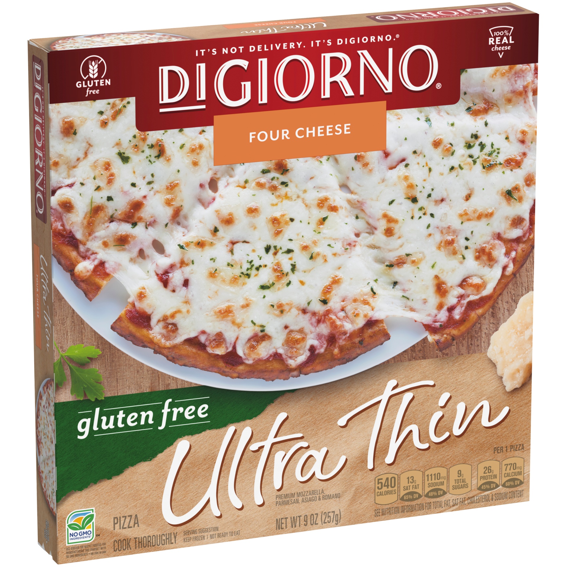 slide 3 of 10, DIGIORNO Gluten Free Pizza - Four Cheese Gluten Free Frozen Pizza - 9 oz Ultra Thin Crust Pizza, 9 oz