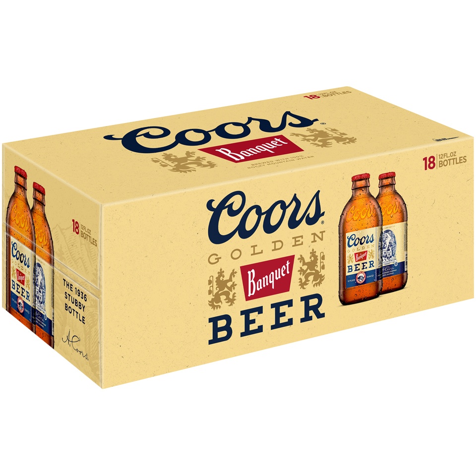 slide 4 of 6, Coors Banquet Lager Beer, 5% ABV, 18-pack, 12-oz beer bottles, 18 ct; 12 oz