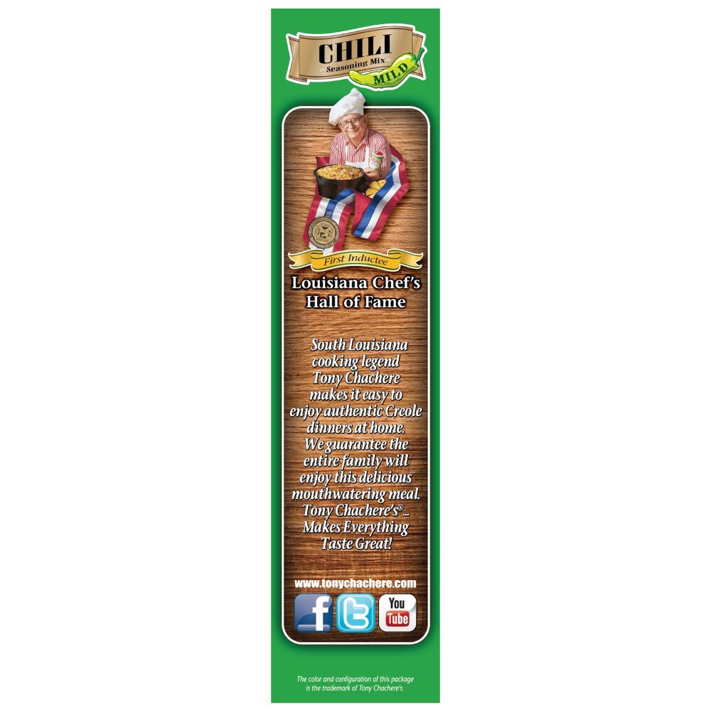 slide 3 of 6, Tony Chachere's Famous Creole Cuisine Mild Chili Seasoning Mix, 2.5 oz