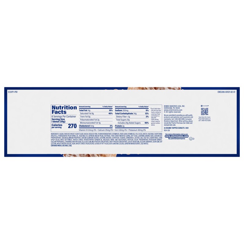 slide 3 of 5, Entenmann's Crumb Topped Donuts, 8 ct