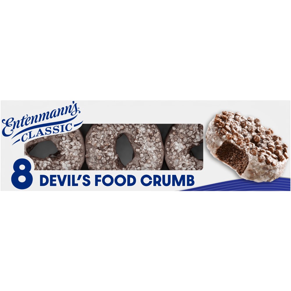 slide 1 of 1, Entenmann's Classic Devil's Food Crumb Donuts, 8 ct / 1.88 oz, 8 ct
