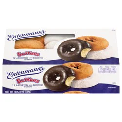Entenmann's Soft'ees Assorted Donuts, 12 count, Plain, Frosted, Powdered Donuts, 18.5 oz Variety Pack