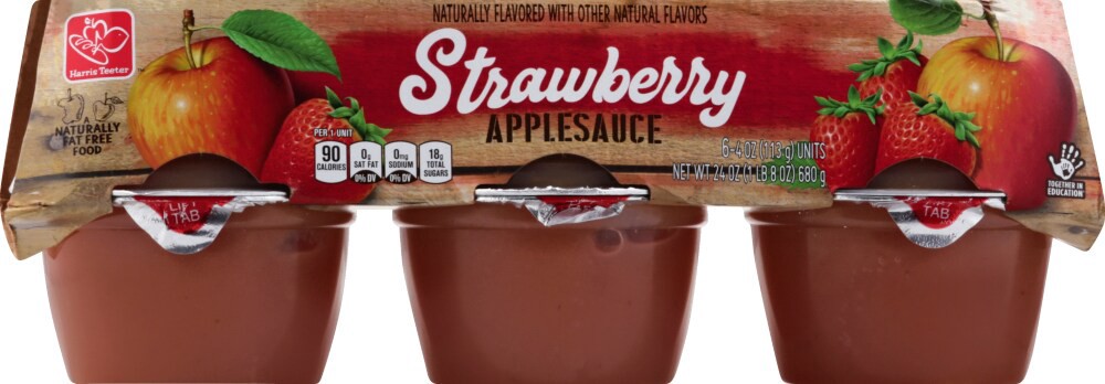slide 3 of 3, Harris Teeter Apple Sauce - Strawberry, 24 oz