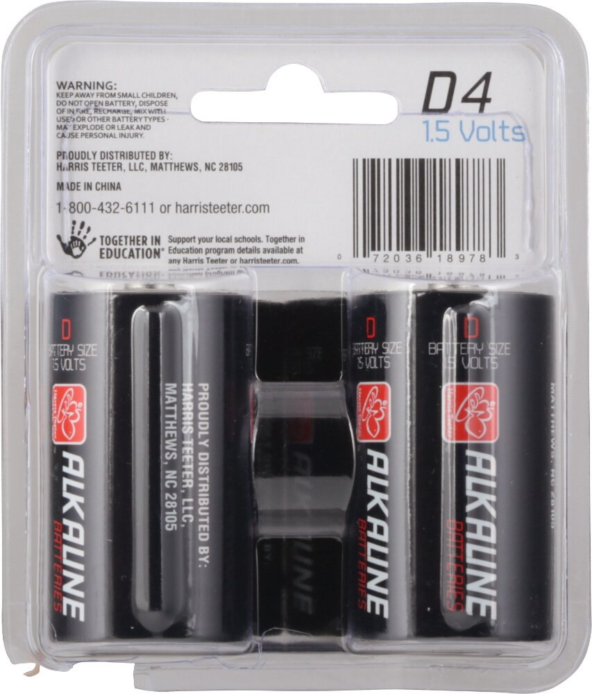 slide 2 of 2, Harris Teeter Batteries - D, 4 ct