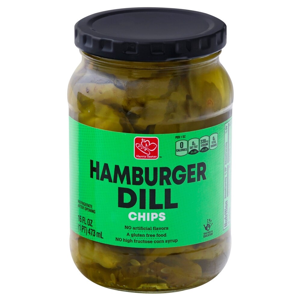 slide 3 of 3, Harris Teeter Pickle Hamburger Chips - Dill, 16 oz
