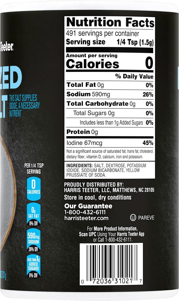 slide 3 of 5, Harris Teeter™ Iodized Salt, 26 oz