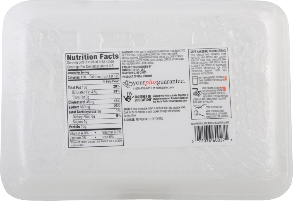slide 3 of 3, Harris Teeter Original Breakfast Sausage, 12 oz