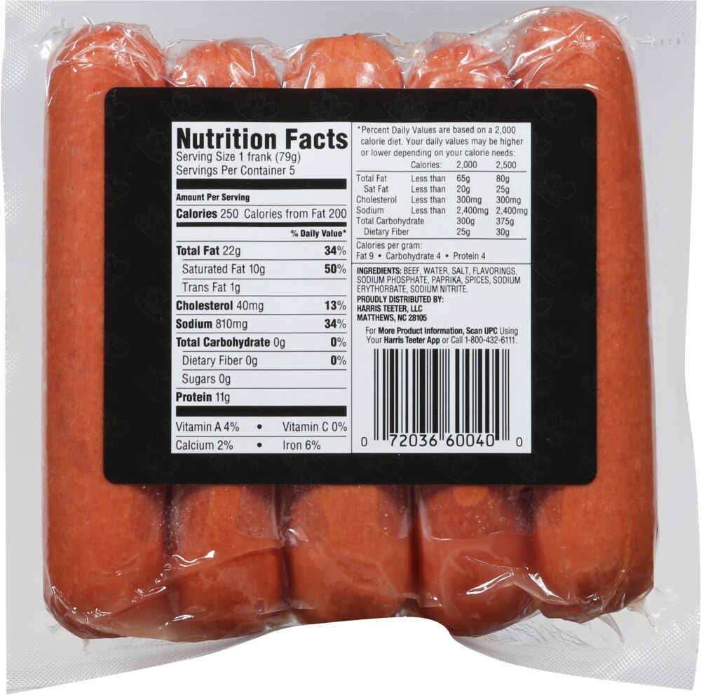 slide 2 of 2, Harris Teeter Traders All Beef Gluten Free Franks, 15 oz