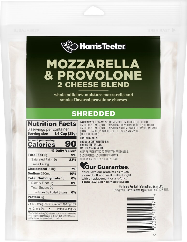 slide 2 of 2, Harris Teeter Shredded Mozzarella & Provolone Cheese - 8 oz, 8 oz