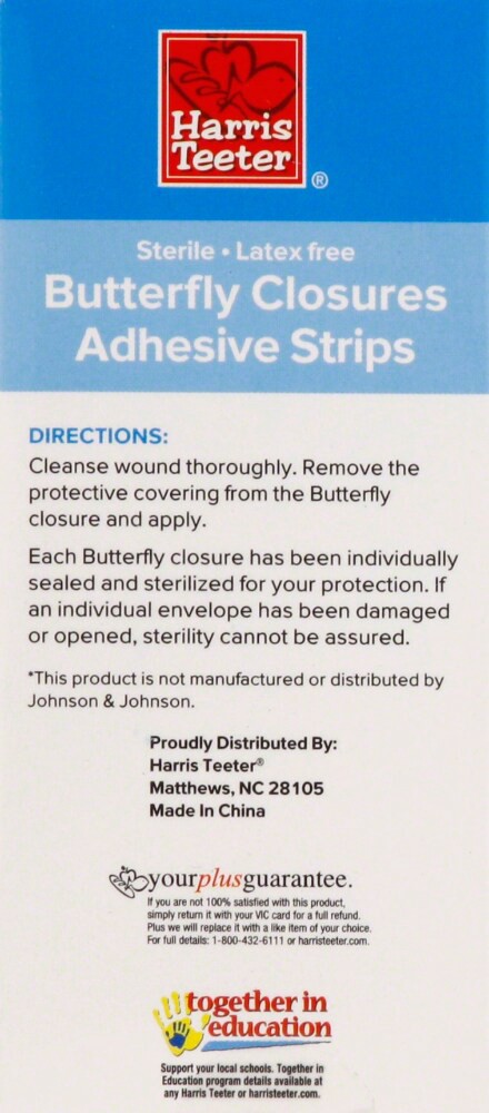 slide 2 of 3, Harris Teeter Butterfly Closure Adhesive Strips, 10 ct