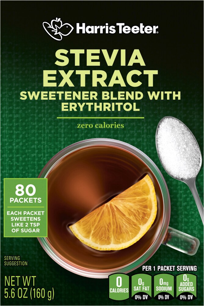 slide 4 of 4, Harris Teeter Zero Calorie Sweetener with Stevia Extract, 80 ct