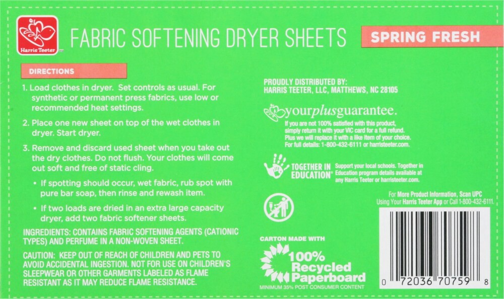 slide 2 of 5, Harris Teeter yourhome Fabric Softener Sheets -Spring Fresh, 120 ct