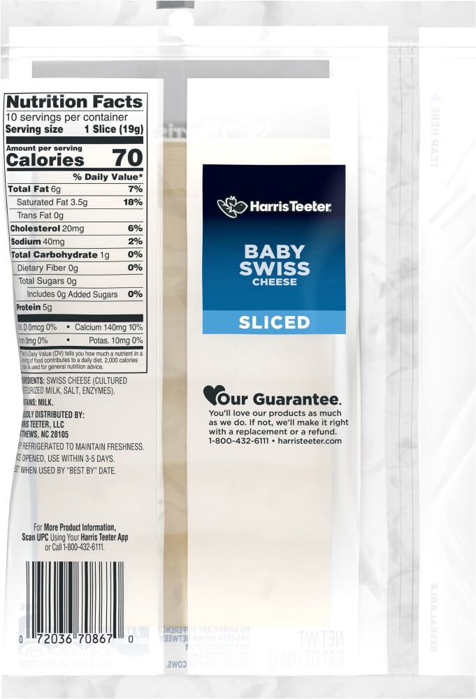 slide 2 of 2, Harris Teeter Sliced Baby Swiss Cheese, 6.67 oz