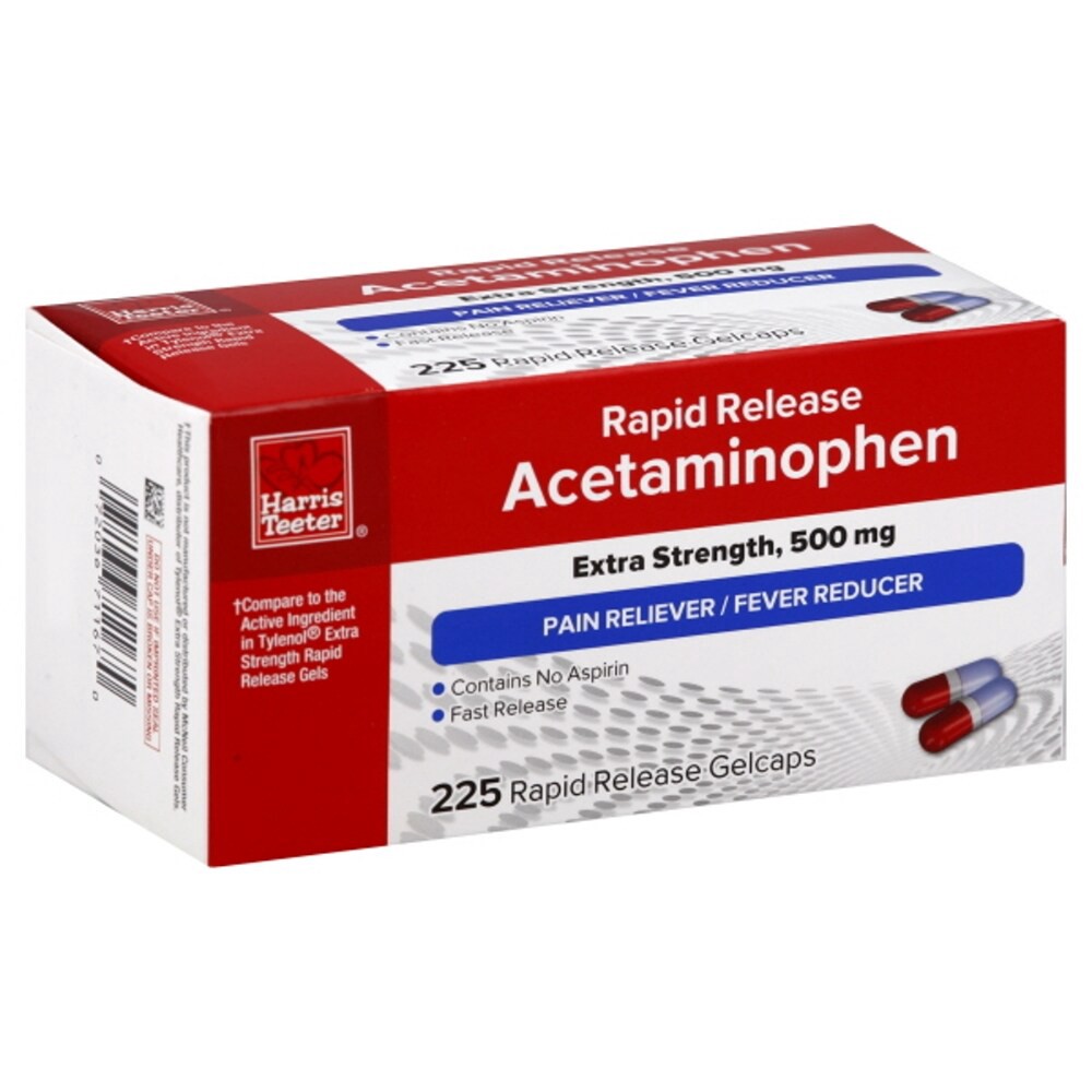 slide 2 of 2, Harris Teeter Rapid Release Acetaminophen, 225 ct