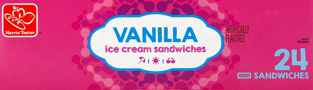 slide 2 of 3, Harris Teeter Vanilla Ice Cream Sandwiches, 84 oz