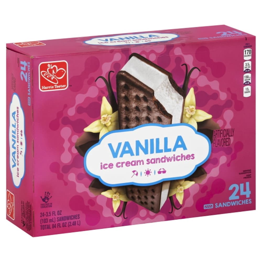 slide 3 of 3, Harris Teeter Vanilla Ice Cream Sandwiches, 84 oz