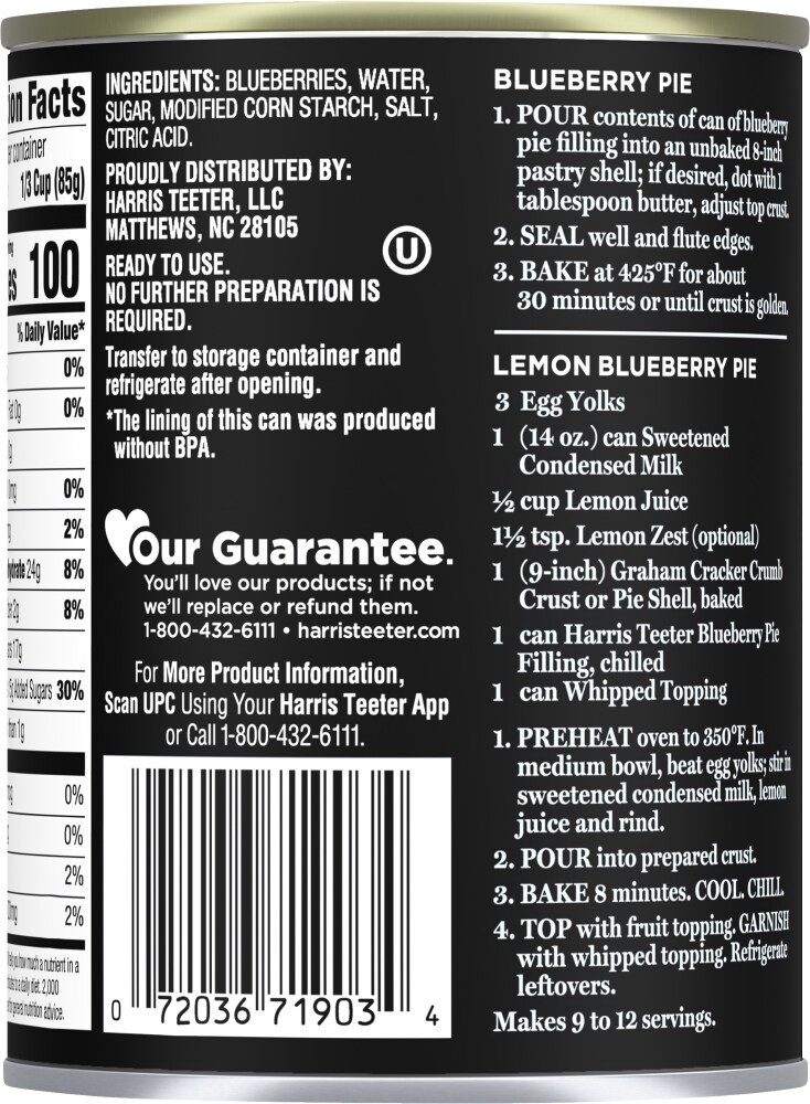 slide 2 of 4, Harris Teeter Blueberry Pie Filling, 21 oz