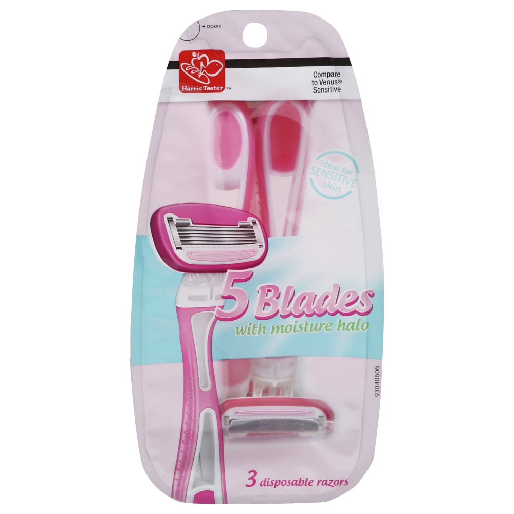 slide 2 of 2, Harris Teeter 5 Blades Disposable Razors, 3 ct