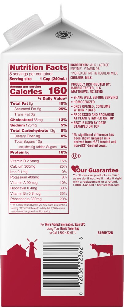 slide 2 of 4, Harris Teeter Lactose Free Whole Milk, 1 ct