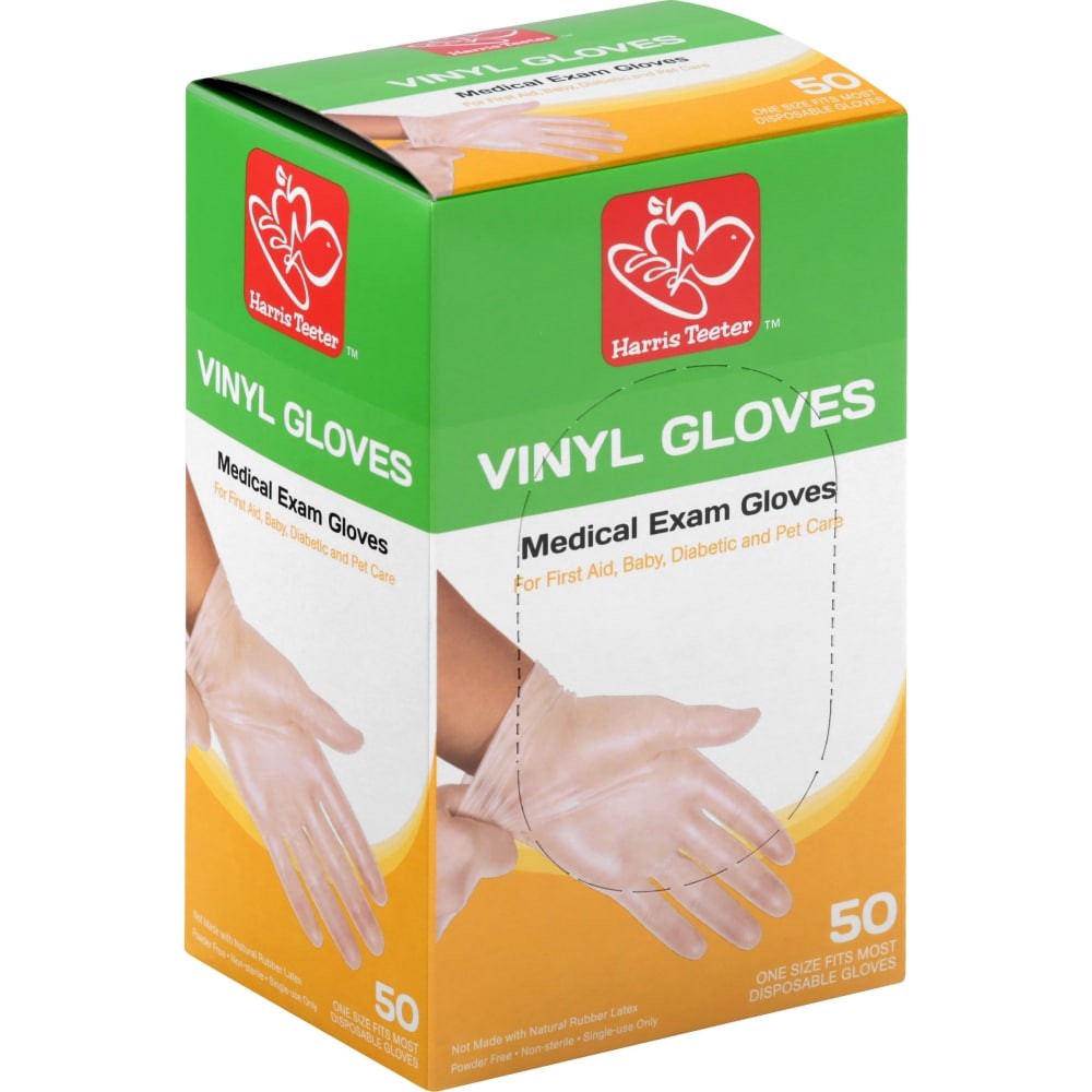 slide 2 of 3, Harris Teeter Vinyl Disposable Exam Glove, 50 ct
