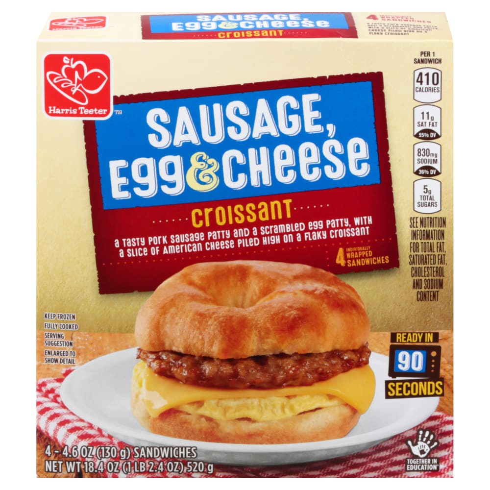 slide 2 of 3, Harris Teeter Sausage Egg Chs Croissant, 4.6 oz