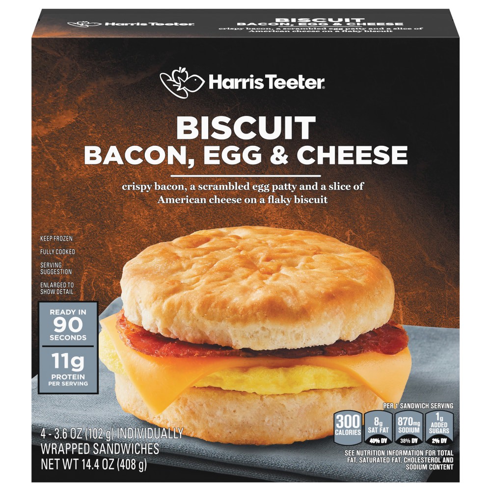 slide 2 of 3, Harris Teeter Bacon Egg Cheese Biscuit, 3.6 oz