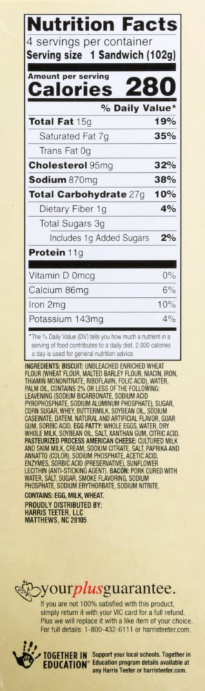 slide 3 of 3, Harris Teeter Bacon Egg Cheese Biscuit, 3.6 oz