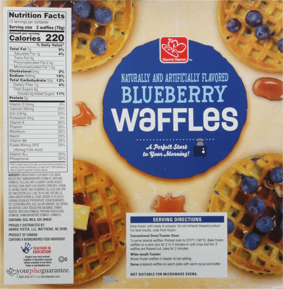 slide 2 of 3, Harris Teeter Blueberry Waffles, 24 ct