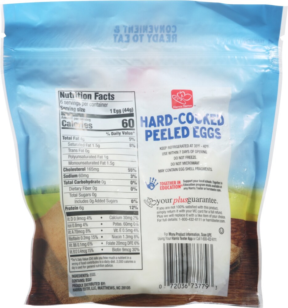 slide 2 of 2, Harris Teeter Hard Cooked Peeled Eggs, 9.3 oz