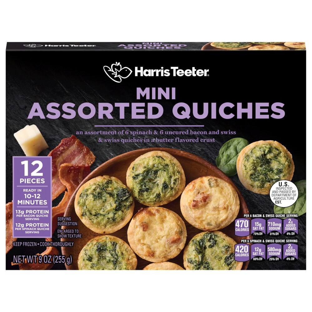 slide 3 of 4, Harris Teeter Mini Assorted Quiches, 12 ct