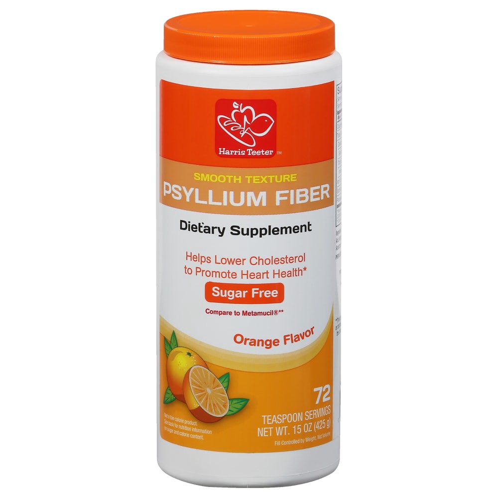 slide 2 of 4, Harris Teeter Psyllium Fiber Dietary Supplement Orange Flavor, 15 oz