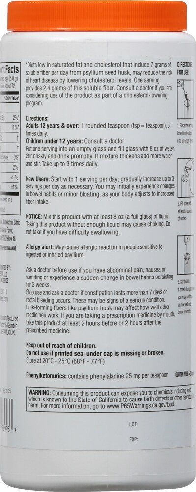 slide 3 of 4, Harris Teeter Psyllium Fiber Dietary Supplement Orange Flavor, 15 oz
