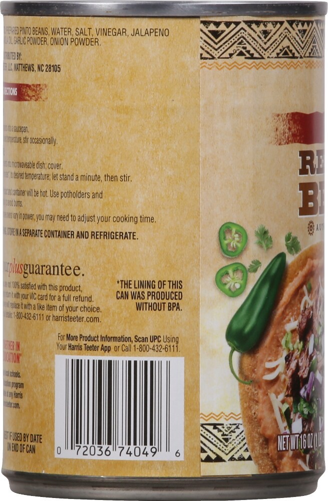 slide 4 of 4, Harris Teeter Spicy Refried Beans - 16 oz, 16 oz
