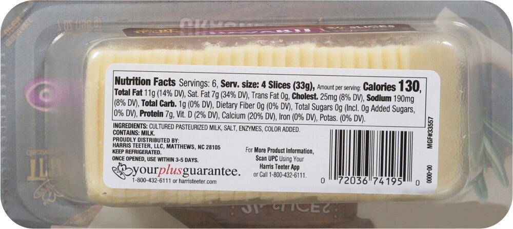 slide 3 of 3, Ht Traders Havarti Cracker Cut Cheese Slices, 24 slices / 7 oz