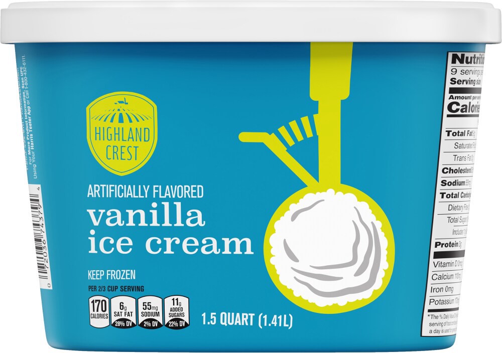 slide 3 of 3, Highland Crest Vanilla Ice Cream, 48 fl oz