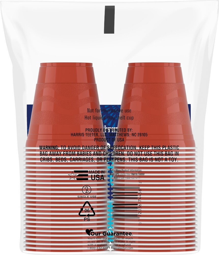 slide 2 of 2, Harris Teeter Your Home™ Strong & Durable Red Plastic Cups, 50 ct; 9 oz